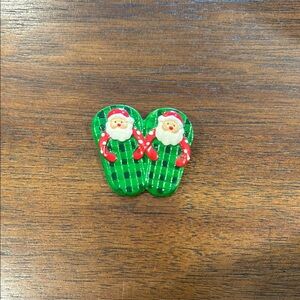 Christmas Brooch — Green Flipflops with Santa Claus
